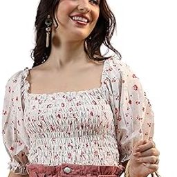 Women's Short Sleeves Square Neck Printed Tops| Stylish Casual wear-image-77