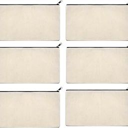Lify DIY Craft Blank Bag Canvas Makeup Pencil Pouch with Zipper- Multipurpose Pen Pencil Case Cotton Canvas Cosmetic Bag Travel Cosmetic Bag -6 Piece Pack-25