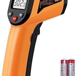 Laser Infrared Thermometer Non-Contact Digital Temperature Gun-50°C to 400°C(-58°F to 752°F) IR Thermometer for Industrial, Kitchen Cooking, Ovens (Orange) Plastic-0