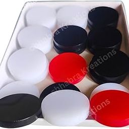 Premium Acrylic Plastic Carrom Coins for Professionals, Set of 24 (11 White, 11 Black, 2 Red)-image-1