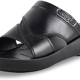 Men's Comfort Platform Slides - Orthopedic Open Toe Sandals with Arch Support, Leather Upper, Non-Slip Casual Summer Shoes 39 EU-20