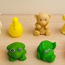 Colorsberry Classic Assorted Rubber Bath Toys, for Toddlers & Kids, 8 Pieces - 4 Colorful Water Animals, 3 Colorful Animals & 1 Yellow Hen, Baby Safe, Squeeze Sound Squeaky Chuchu Bathtub Toys-image-60
