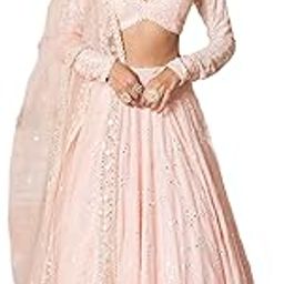 Women's Sequine Embroidered Work Satin Silk Fabric Lehenga Choli With Dupatta (_Semi Stitched).-25
