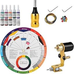 SAZ DEKOR Complete Tattoo Kit For Beginners Tattoo Power Supply Tattoo Machine Golden|Professional Complete Tattoo Kit & Supplies, Tattoo Ink Set with Accessories, Body Art Stencil Pack For All|-image-41