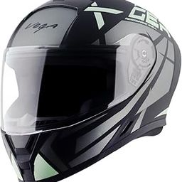Vega Ranger Revenge ISI Certified Matte Finish Full Face Helmet for Men with Clear Visor-Dull Black Grey-M-14