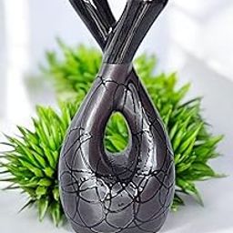Modern Black Ceramic Vase – Dual Spout Abstract Art Vase with Glossy Finish – Unique Decorative Centerpiece for Home, Office, Living Room, or Tabletop Décor-image-44