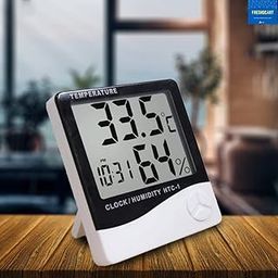FreshDcart HTC-1 Room Thermometer with Humidity Incubator Meter and Accurate Temperature Indicator Wall Mounting LCD Digital Clock Monitor for Indoor/Outdoor (White)-1