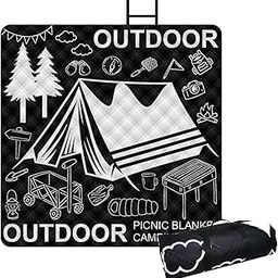 ATORSE Picnic Blanket Foldable Thicken Play Mat for Family Outing Fishing Traveling Black B Patio & Picnic Ware-image-7