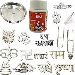 BRIJ HAAT Bhasm Vibhuti tika with Plate and 16 Types Metal tika Stamp Forehead (Bhsm.60g-P1)-picture-15