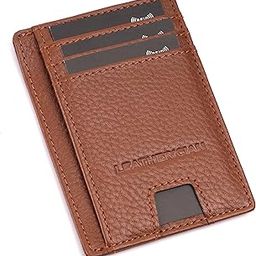 Genuine Leather Slim Wallet | RFID Blocking Minimal Thin Front Pocket Wallet Sleeve Card Holder for Men | 7 Card Slots, 1 ID Window-image-67