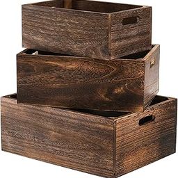 Insight Arts ,Set Of 3 Large Wooden Crate for storage Decorative Boxes, Nesting Wooden Storage Crates For display Solid Wood Box, Wooden Storage Boxes For Milk (NATURAL BURN) Brown-6