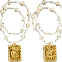 RMCG Traders Bhageshwer Dham Tulsi Mala Hanuman Ji Pendant Kanthi Wood, Ram Naam Beads Spiritual Mala | Bajrangbali Prayer Mala for Meditation, Puja & Devotional Use (Set of 2)-image-93