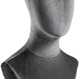 UJEAVETTE® Bust Mannequin Head Stable Velvet Block Head for Necklaces Shopping Mall Cap Grey-image-63