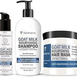 Volamena Deep Nourishment & Damaged Hair Repair Hair Care Combo With Goat Milk Shampoo 250ml, Goat Milk Mask 250ml, Goat Milk Hair Cream 100ml | Anti Frizz Hair | For Healthy & Thick Hairs | Sulphate & Paraben Free | For Both Men & Women-image-51