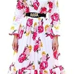 Womens White and Red Rose Maternity Full Sleeve Georgette Maxi Dress Front Buttons-image-60