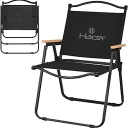 ORILEY Hacer Folding Chair Portable and Lightweight Carbon Steel Collapsible Backrest with Wooden Armrest for Outdoor Picnic Fishing Beach Travelling & Gardening (1 Pc, Black)-image-74