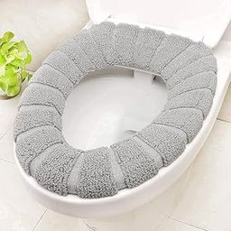 SHOPOLIFE Toilet Seat Cover || Washable Soft Toilet Seat Cushion Mat, Toilet Seat Lid Cover Pads, Stretchable Fibers Easy Installation Toilet Seat Cover (1 Pc - Multicolor)-29