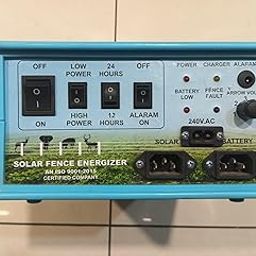 Solar Fence Energiser, 240V AC, Dual Power Mode with 12/24 Hour Timer, Alarm System, Blue Zatka Machine 150 Bigha 15kv DC Solar Fencing jhatka Machine with Siren and Cable Accessories-6
