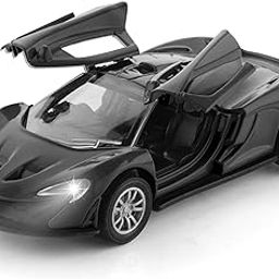 Chanak Premium Metal Die-Cast Sports Racer Metal Car with Realistic Engine Sound, LED Lights, Open & Close Doors, Pull Back Car Zinc Alloy for Kids Above 3 Years, BIS Approved (Black)-26