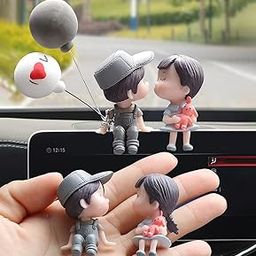 TEKCOOL Plastic Car Decor Car Dashboard Accessories Cute Love Couple I Love You with Balloon Car Interior Decoration Showpiece for Desk Decoration(Grey)-image-46
