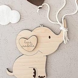 Haoser Set 1 Wooden Elephant Monthly Milestone Markers – Baby Photo Prop | Jungle Theme Nursery Decor | Baby Shower Gift | Newborn Milestone Discs – 4 Inch – Optional Custom Heart Markers-image-87