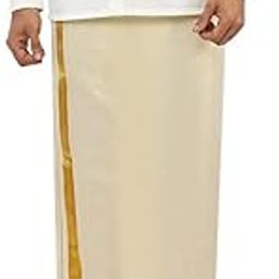 Men Pure Cotton Single layer Dhoti with Gold jari border-image-11