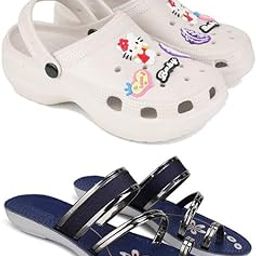 Premium Comfortable Regular Wear Women Clogs with Stylish Flats Fashion Sandal for Women's & Girls-Combo(2)-O10-1945-6 Blue(COMBO(2)-O10-1945-6_BZ)-image-48