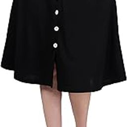 Areca's Black Cotton Lycra Blend Flared Knee Length Skirts-image-25