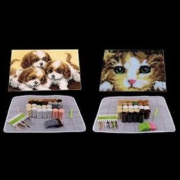 FABLOFT® 2 Set Dog Cat Latch Hook Kits with Basic Tool and Instruction for Rug Making-picture-14