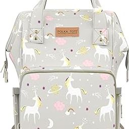 POLKA TOTS Premium Baby Diaper Bags for New Born with Pouch for Mothers | Maternity Waterproof Bags for Travel | Multiple Pocket Backpack for Moms (Free Changing Mat, Unicorn Print, Large)-image-79