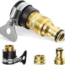 YUISI 3-in-1 Brass Universal Tap Connector, Quick Connect Water Pipe Adapter for Bathroom Kitchen Garden Outdoors, Car Washing, Durable & Versatile Faucet Fitting-17