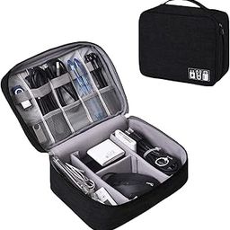 Nylon 2 Layer Gadget Organizer Case,Electronic Accessories Bag,Tech Organizer Pouch For Hard Disk,Pen Drive For Home&Travel-24X18X10 Cm-Black-Model 1-29