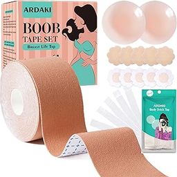 Boob Tape Kit-1 Boobstape Roll for Breast Lift | 10 Nipple Pasties | 36 Strips Double Sided Body Tape for Clothes | 1 Pair Reusable Nipple Cover for Women Clothing & Accessorie (BREAST TAP KIT)-image-17