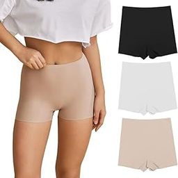 Women's/Girl's Seamless Smooth Ice Silk Boyshort Panty/Cycling Shorts/Under Skirt Shorts (Pack of 3)-image-11