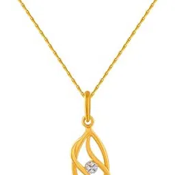 p.c. chandra jewellers 14k (585) Yellow Gold and American Diamond Pendant for Women-picture-11