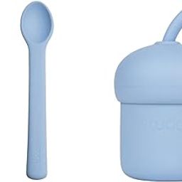 tudd Durable Dip and Scoop Set for Safe Self-Feeding | Blue with Mini Sip | Spill-Proof Silicone Straw Cup for Kids | Blue-image-19