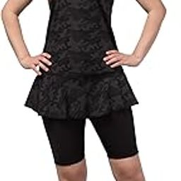Sports Swimming Suit for Women - One Piece Swim Set Knee Length Swimming Costume Stretchable Swimwear Ladies Swimsuit Flexible Fit Dress-image-54