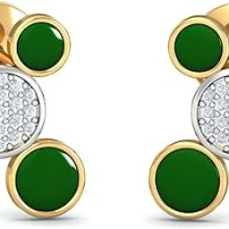 18KT Yellow Gold Diamond Bubbles Enamel Stud Earrings for Women-image-74