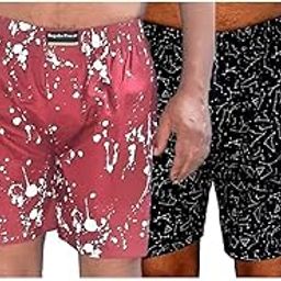 Boxer Shorts for Men Printed 100% Cotton with one Pocket and Front Fly Opening-image-97