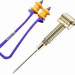 NETCLUB Acupressure kit Beauty Gold Collagen Roller Skin Care Massager for Face & Neck Stimulates Muscles, helps in Collagen Boosting Face Roller blood circulation sujok kit body massager-44