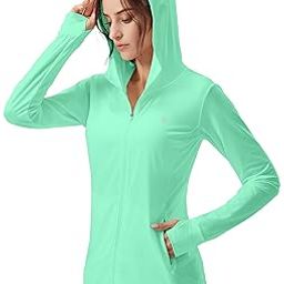 Women's UPF 50+ Sun Protection Hoodie Jacket Lightweight Long Sleeve Sun Shirt for Women with Pocket Hiking Outdoor, Bright Green, Medium-image-72