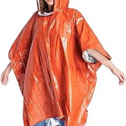 ANLOKE Multipurpose Emergency Rain Poncho with Mylar Space Blanket Liner(4-Pack) - Essential Survival Gear for Outdoor Protection-Army Green-image-7