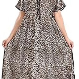 Women's Satin Floor Length Casual Nightgown (NW0235_Chettah_Free Size)-image-24