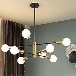 A.J Handicraft Modern 8-Lights Ceiling Light Fixture Black and Gold Light for Living Room,Kitchen Bedroom and Dining Room Wire is Included (Bulb is not Included)-14