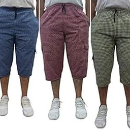 Men's Cotton Checkered Printed 3/4 Capri, Shorts (Pack of 3)-picture-16