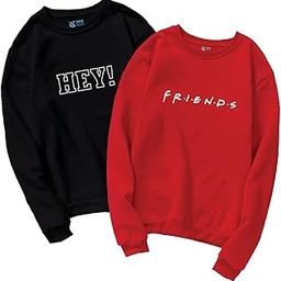 Women's Cotton Round Neck Sweatshirt (W-Hey/Friends-SS_Black-RED-image-97