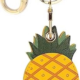 BORKUANA Leather Keychain Holder Case Compatible with Apple AirTag, Cute Protective Air Tag Cover With Keychain Ring, Anti-Scratch Finder GPS Tracker Case for Wallet Keys(Pineapple)-image-21