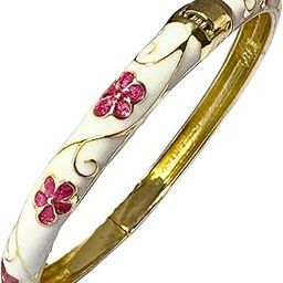 Meenakari Enamel Vintage Style Bangle Bracelet Elegant White and Gold Bangle with Pink Floral Design, Stainless Steel Anti Tarnish hypoallergenic-image-48
