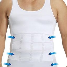 Slim N Lift TV Shopping Men's Belt Body Sculpting Polyamide Nylon Men Vest Waist Abdomen Slimming Underwear Beer Belly Size (Medium) White-image-45