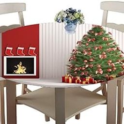 UJEAVETTE 48'' Round Table Cover Tablecloth Oil-Proof & Waterproof Christmas Tree-image-50